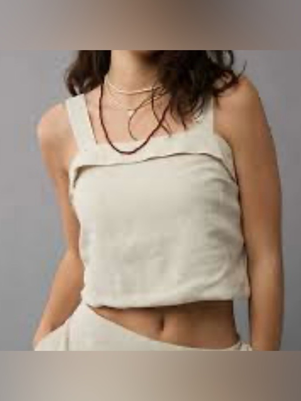 NWT American Eagle Cropped Linen-Blend Tank Top Size XS